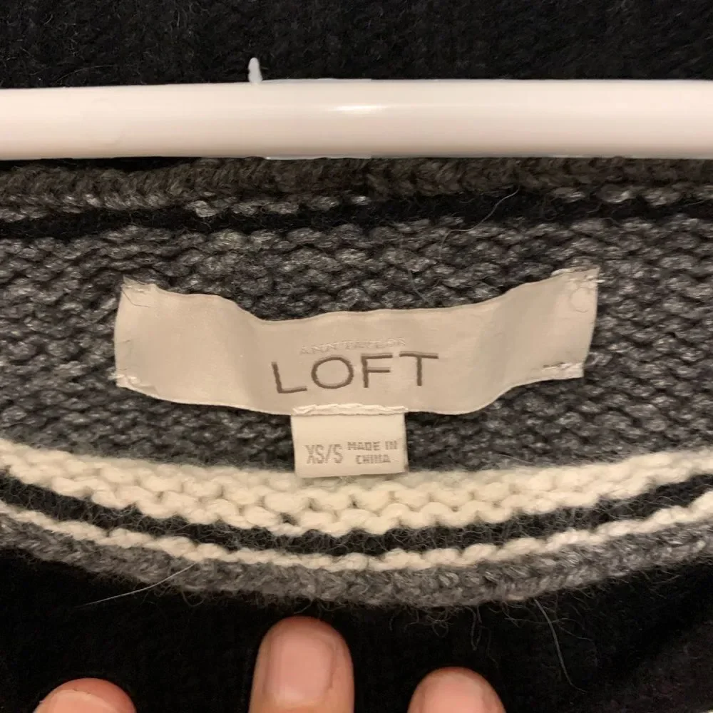 Loft  black/gray/cream dolman sweater small